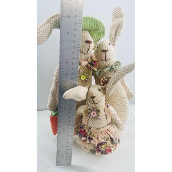 Easter Bunny Rabbit Family Plush Fabric Shelf Sitter Spring Decor - Picture 3 of 3